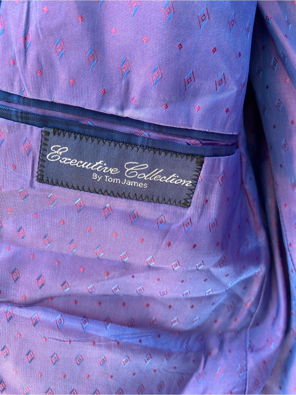 Men's Blue Windowpane Sport Coat - Tailored Two-Button Blazer - Picture 5 of 6